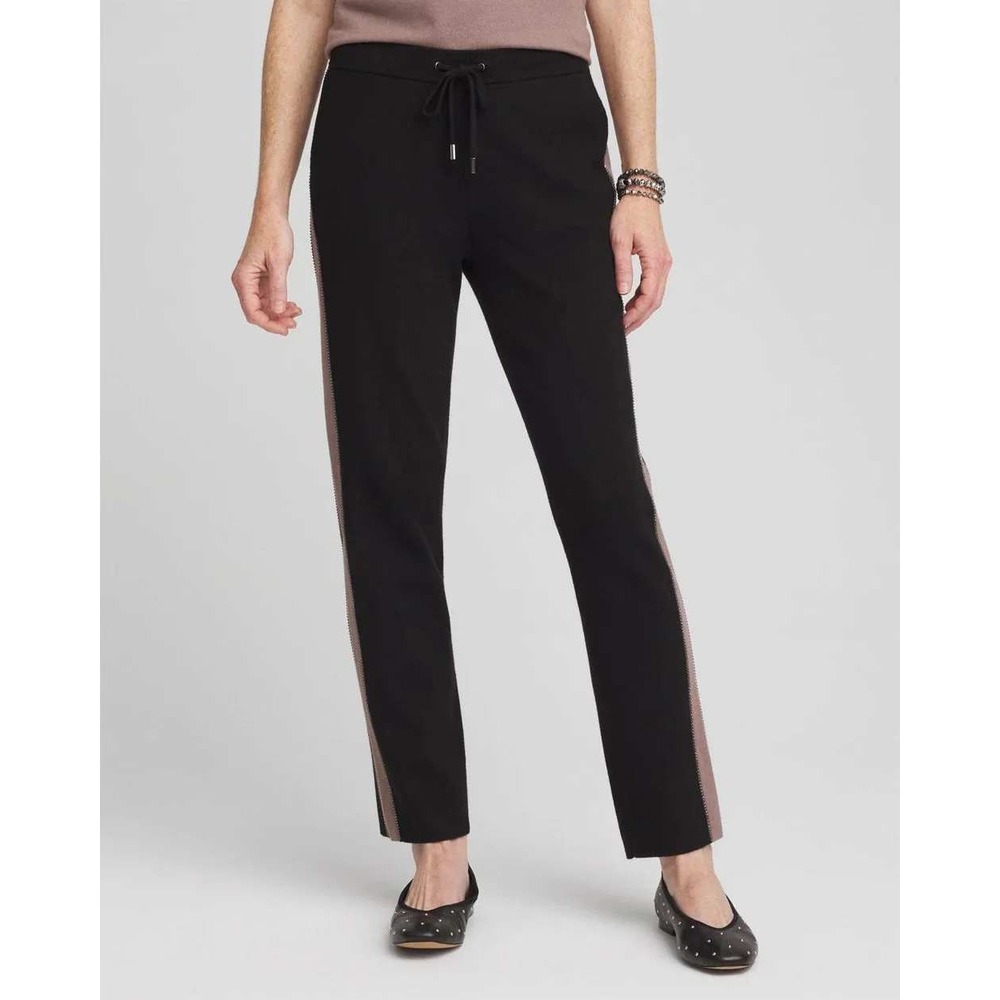 Chico's Linen Pants Women 16 Black Drawstring Elastic Waist Trousers